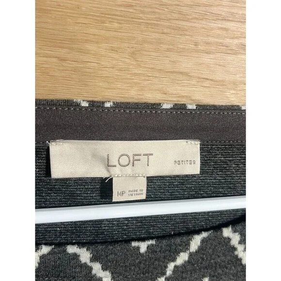 Loft Long Sleeve Mini Shift Dress Womens Size MP Black Diamond Tie Cuff Chic - Picture 5 of 6